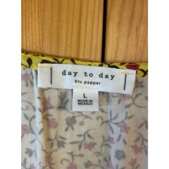 Day to Day Blu Pepper Tiered Short Sundress Yellow Red Brown Size Large (5316) - Picture 4 of 7